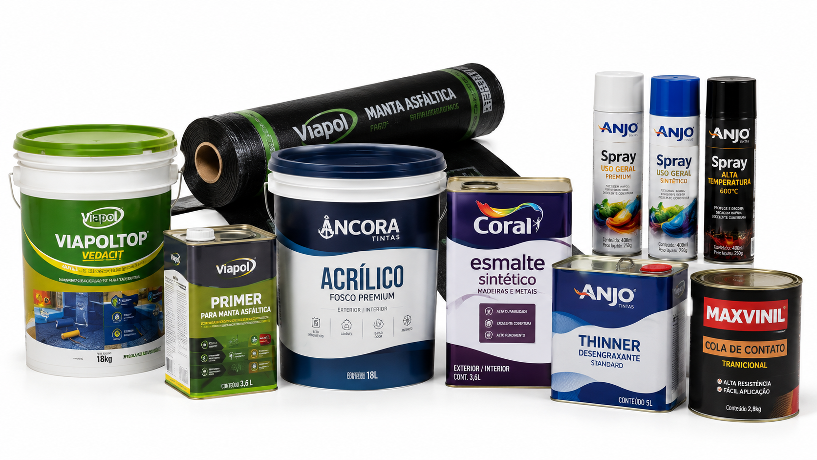 Impermeabilizante, tinta e acabamento — produtos disponíveis na Ferragens Amazon